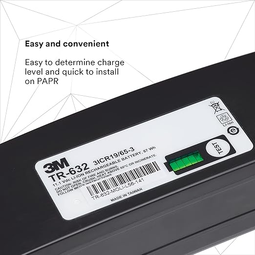 3M PAPR, Versaflo High Capacity Battery TR-632, For TR-600 Powered Air Purifying Respirator, NIOSH Approved, 1/Case