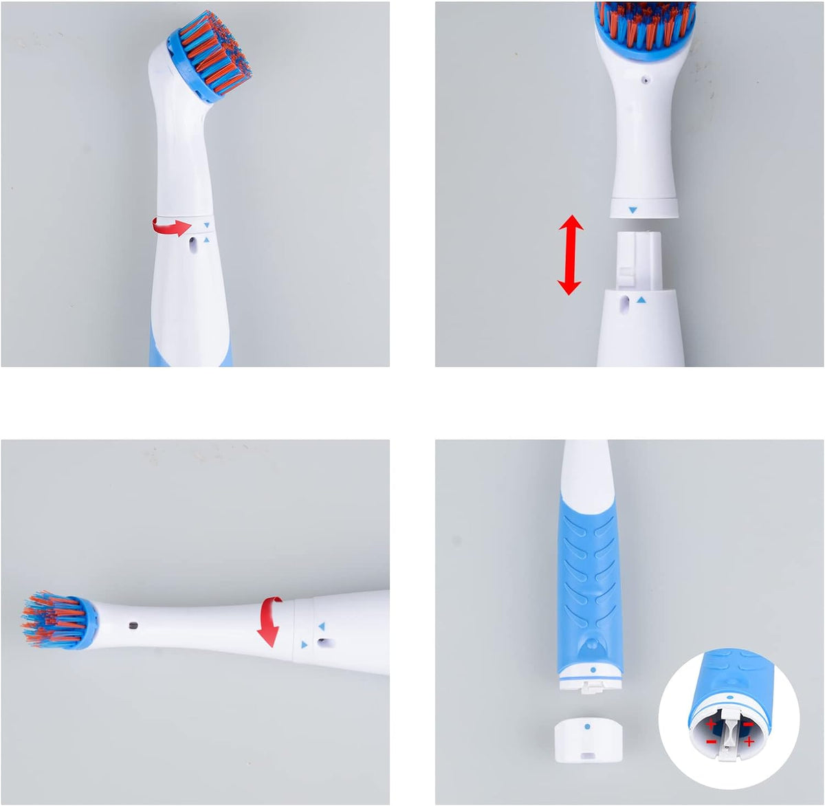 Electric Cleaning Brush with 4 in 1 Multiple Brush Heads, Indoor Household Cordless Motorized Brush for Bathroom Toilet Kitchen Tile Crevice