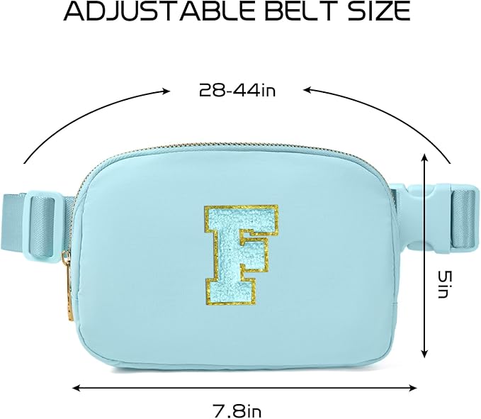 Gitus Gifts for 8 9 10 11 12 Year Old Girls Belt Bag Fanny Pack Crossbody Bags with Initial Letter Patch Cute Stuff Birthday Gifts for Teen Girls Women Personalized Trend Stuff (Icing Blue-F)
