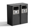 ROJIK 35" Tall Outdoor Trash Can,Weatherproof Resin Garbage Indoor Durable Lightweight,Suitable for Patio Office Kitchen,Easy to Clean,Assemble(Waste&Recycle, Black)