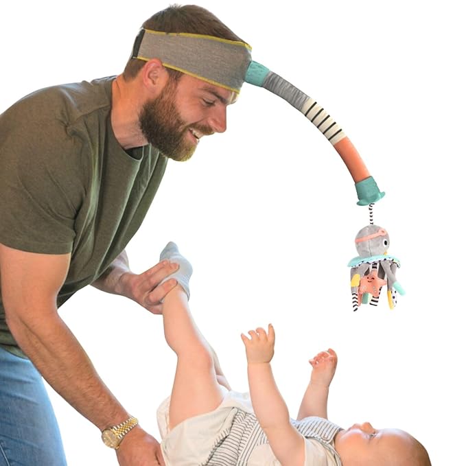 DINGLE DANGLE - Diaper Changing Distractor - Diaper Changing Helper Headband, Baby Mobile, & Sensory Rattle. Newborn Essentials Must Haves - Great Baby Registry or Shower Gift - Featured on Shark Tank