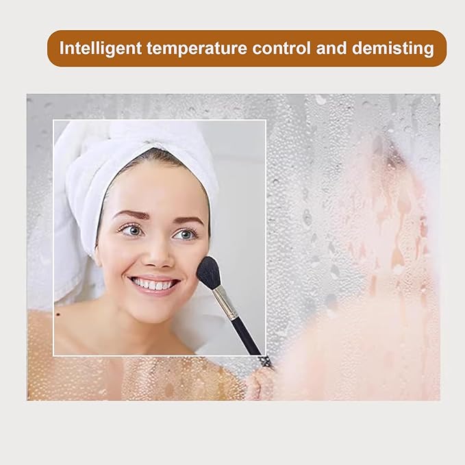 Round LED Bathroom Mirror, Wall Mounted Mirror with Demister Pad 3 Dimmable Color, Backlit Makeup Mirror, for Bathroom, Vanity, Bedroom(60cm/23.6in)