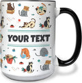 Personalized Mug for Kids - Cats - Custom Name/Text, Ceramic Hot Chocolate/Cocoa/Coffee Cup for Boys/Girls, Birthday/Christmas/Holiday Gift - 15 oz, Black Handle