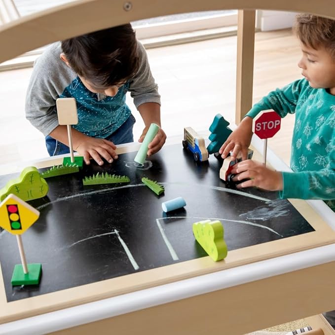 Guidecraft Sensory Table System with Lid for Kids - Sand and Water Table with Large Play Bin, Chalkboard, and Arch | Toddler Activity Center for Indoor and Outdoor Use