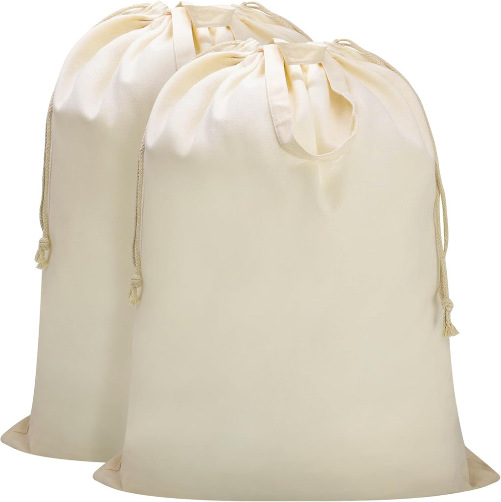 Canvas Laundry Bag 33"x 35", Thick Cotton Laundry Bag with Handles & Drawstring, Extra Large Heavy Duty Washable Basket Liner Hamper Liner Canvas Storage Sack (Beige XL, 2 Pack)