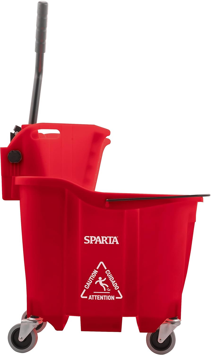 Carlisle FoodService Products Omnifit Mop Bucket with Side Press Wringer for Floor Cleaning, Kitchens, Restaurants, Office, And Janitorial Use, Polypropylene (Pp), 35 Quarts, Red
