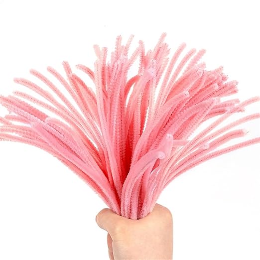 100 Pieces Pipe Cleaners Chenille Stem, Pastel Pink Color Pipe Cleaners Set for Pipe Cleaners DIY Arts Crafts Decorations, Chenille Stems Pipe Cleaners (Pink)