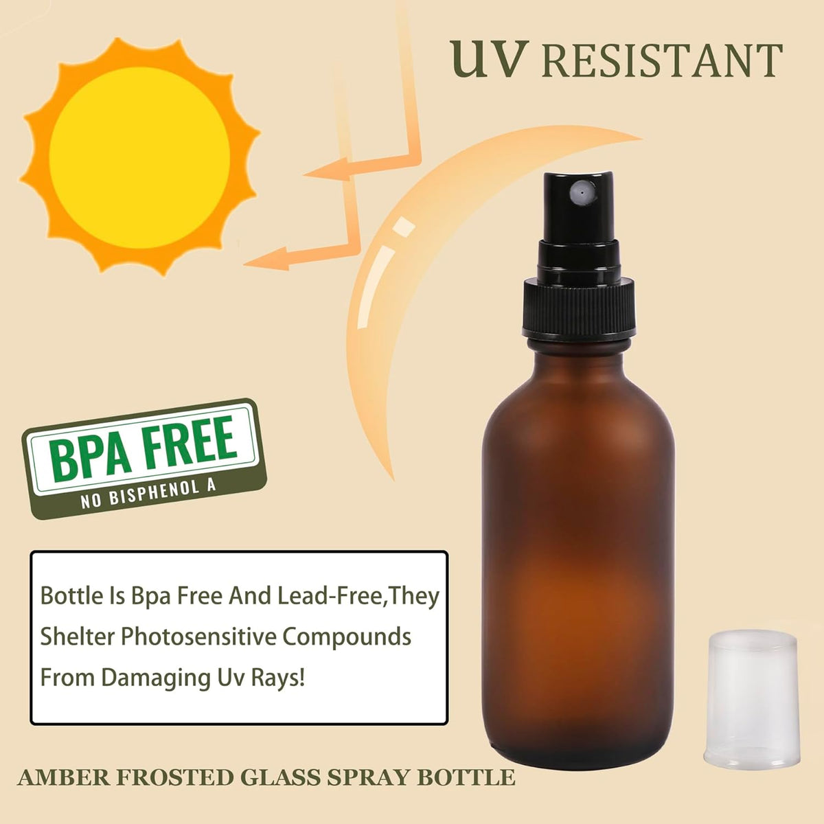 Amber Glass Small Spray Bottles 2 oz 24 Packs,Fine Mist Sprayer Pretty Finish,Refillable Containers mini spray bottles for Cleaning Solutions and Skin Care (Amber Frosted 24Pack)