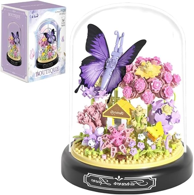 582 PCS Micro Brick Flower Butterfly Bouquet Building Sets, Animals Botanical Collection Blocks Model for Adult Toys,Home Decor and Office Art Creative Gift Women, Mom,Girl - Valentine’s Day Gift