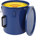Deep Fryer Oil Storage Container with Filter,6 Gallon Bucket with Lid, Strainer Bag and Handle, Carbon Steel Oil Grease Disposal Container for Deep Fryer Oil Filtering/Storage - Blue