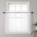 Chyhomenyc White Sheer Curtains 36 inch Length 2 Panels Set, Light Filtering Voile Rod Pocket Short Window Curtians for Bathroom Living Room Farmhouse Small Windows, Each 42Wx36L in, 2PCS, White