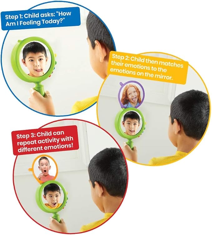 hand2mind See My Feelings Mirror, Play Therapy Toys, Mindfulness for Kids, Emotional Regulation for Kids, Social Emotional Learning Activities, Calm Down Corner Supplies, Calming Corner (Set of 1)
