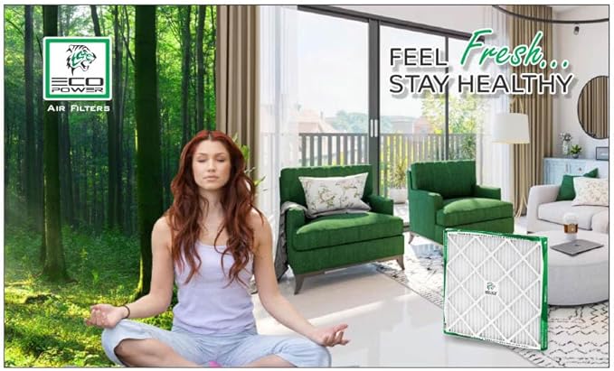 20x25x1, 1Pcs ECO POWER Air Filter MERV 10, Pleated HVAC AC Furnace Air Filters Replacement, Comparable to MPR 1000 & FPR 7 (Actual Size: 19.6 x 24.6 x 0.75 Inches), SB3332