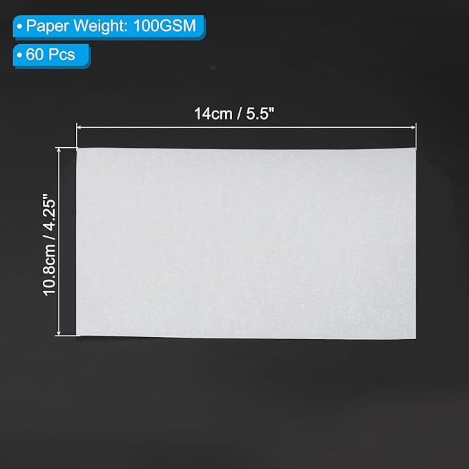 PATIKIL 60 Sheets Vellum Paper 4.25x5.5, Vellum Paper Printable Translucent Paper 100GSM Colored for Invitations Laser Inkjet Printing Card Making Crafting Wedding Tracing, White