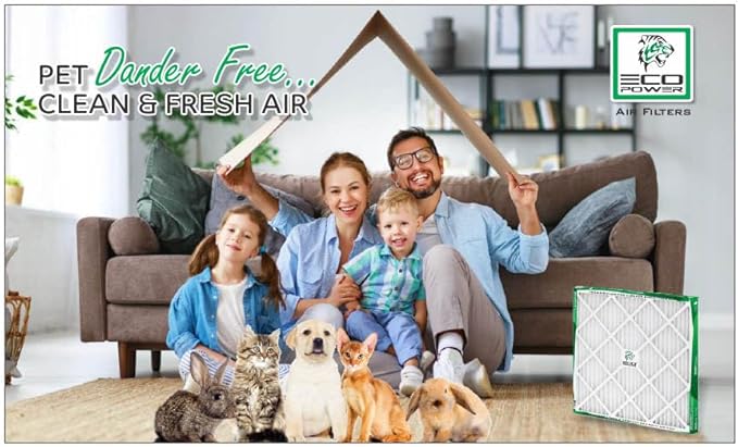 20x25x1 ECO POWER Air Filter MERV 10 (4-Pack), Pleated HVAC AC Furnace Air Filters Replacement, Comparable to MPR 1000 & FPR 7 (Actual Size: 19.6 x 24.6 x 0.75 Inches), SB2482