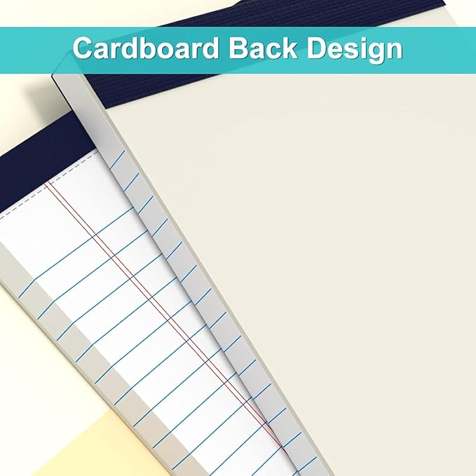 Legal Pads 5" x 8" College Ruled Small Legal Note Pads, 80gsm/21lb White Lined Paper, 30 Sheets per Notepad, 6 Pads per Pack, Perforated To Do List Writing Pads for Versatile Use