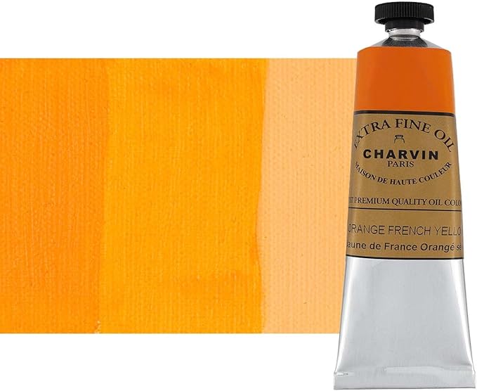 Charvin Extra Fine Oil Paint, French Yellow Orange 60 mL - Triple-Milled, Rich Texture, Poppy Oil-Based, Light-Fast, Handmade, Archival Quality