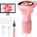 MAXLAPTER Portable Digital Microscope for Kids: 1000X Handheld Kid Microscope with 2'' Screen and 8 LED Lights - Pocket Miniscope Edu Science Toys Birthday Gifts for Age 3-5 5-7 8-12 Girls Boys, Pink