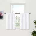 BGment White Curtains 36 Inches Length for Kitchen Cafe Window, Rod Pocket Small Half Window Drapes Privacy for Bathroom Rv Bedroom, 2 Panels, 34 x 36 Inch
