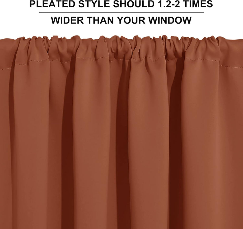 RYB HOME Blackout Curtains for Living Room, All Lights Blocking Rod Pocket Design Thermal Insulated Privacy Curtains Draperies for Bedroom Guest Room Playroom, W 42 x L 63 inch, 2 Panels, Burnt Orange