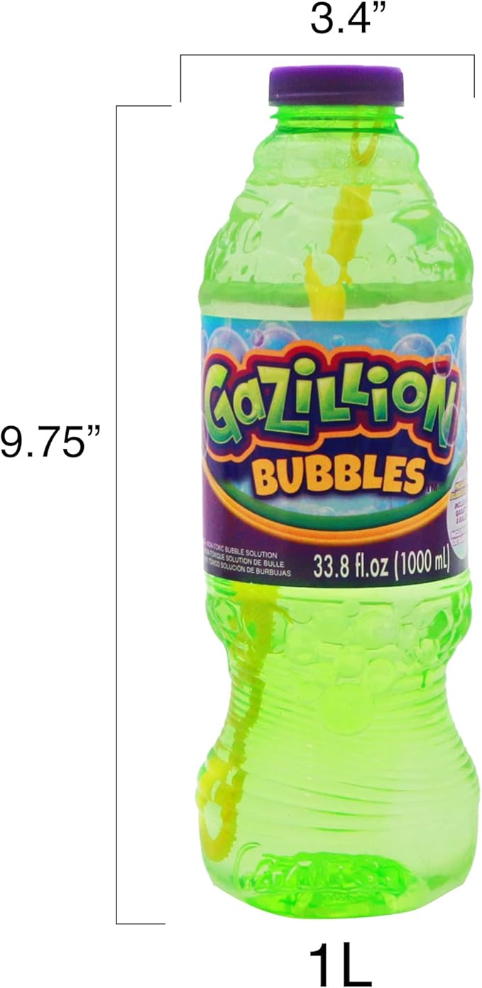 Gazillion Bubbles, Original Bubble Solution 1L - Create Bubbles with Premium Formula & 7-in-1 Bubble Wand - Non-Toxic & Safe