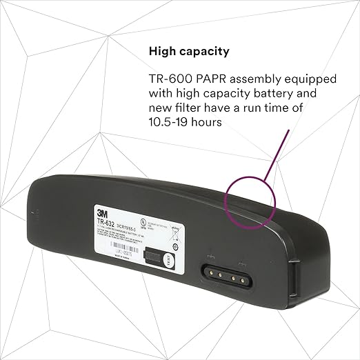 3M PAPR, Versaflo High Capacity Battery TR-632, For TR-600 Powered Air Purifying Respirator, NIOSH Approved, 1/Case