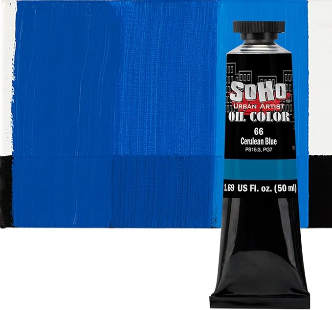 Soho Urban Artist Oil Paint - Cerulean Blue, 50 ml Tube - Best Valued Oil Colors for Painting, Excellent Pigment Load