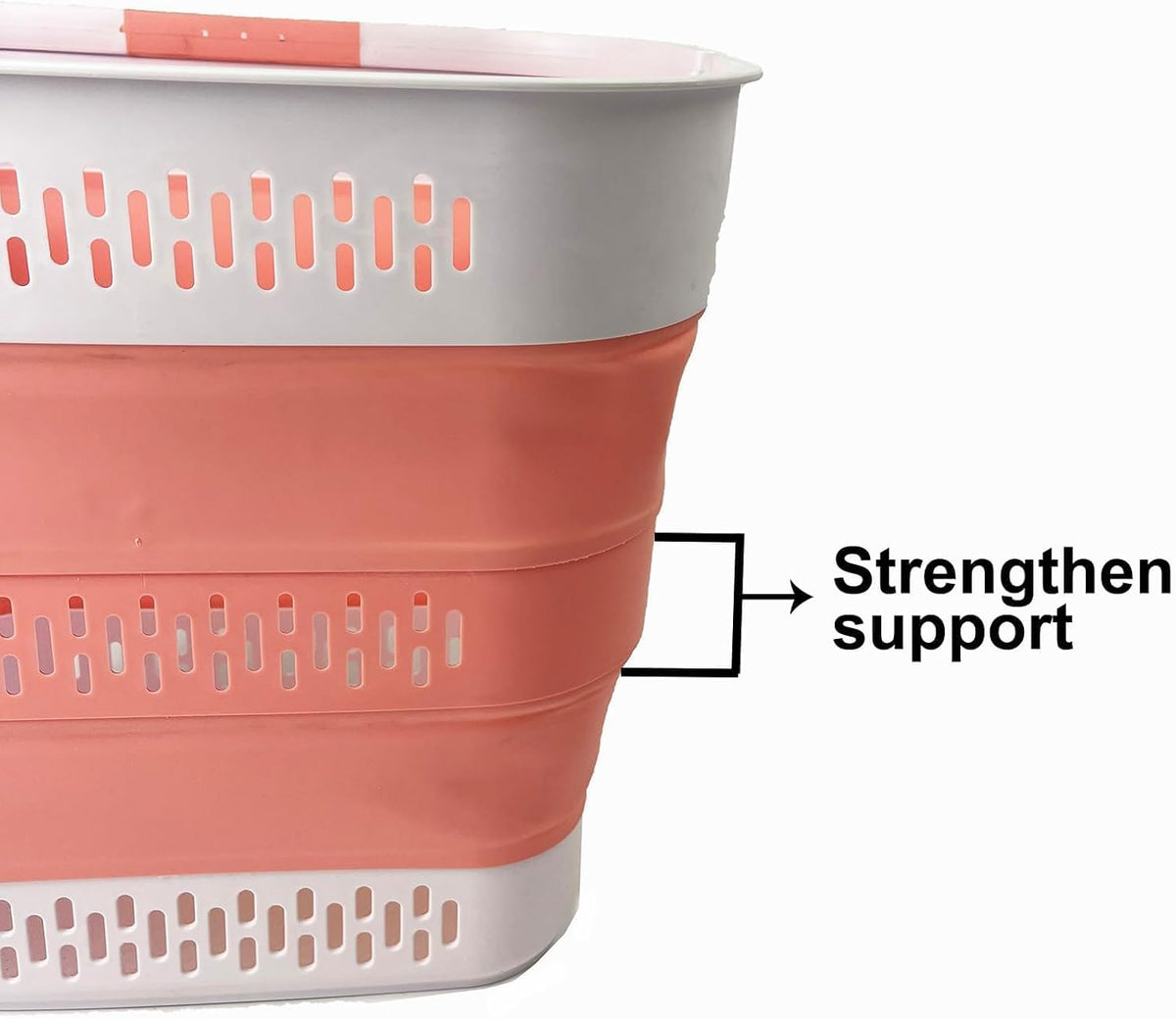 SAMMART 40L (10.5 Gallon) Collapsible Plastic Laundry Basket with Handles - Foldable Pop Up Storage Container/Organizer - Portable Laundry Hamper - Space Saving (1, Grey/Quartz Pink)