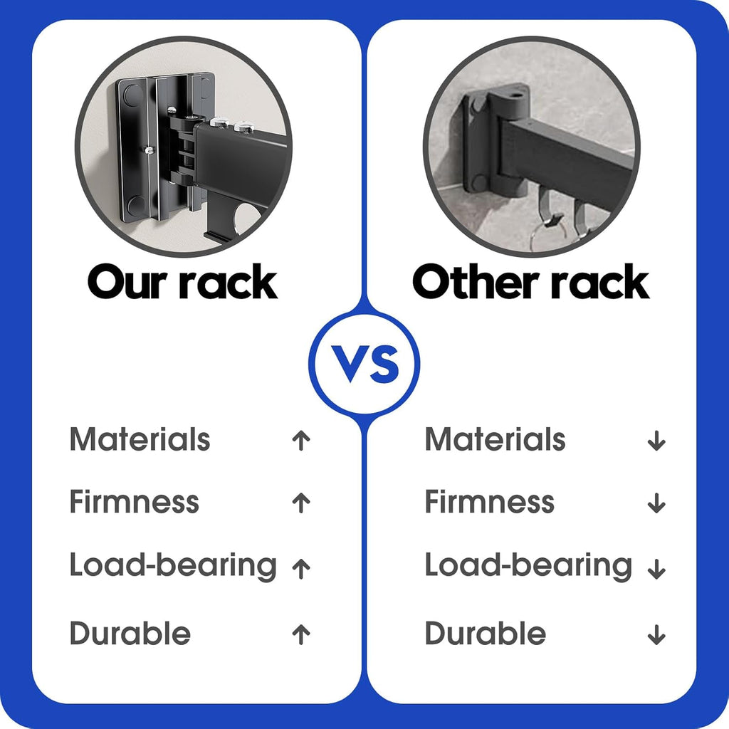 Clothes Drying Rack Foldable Wall Mounted Drying Rack 3 Fold Black-Laundry Drying Rack Durable Clothing Racks for Hanging Clothes