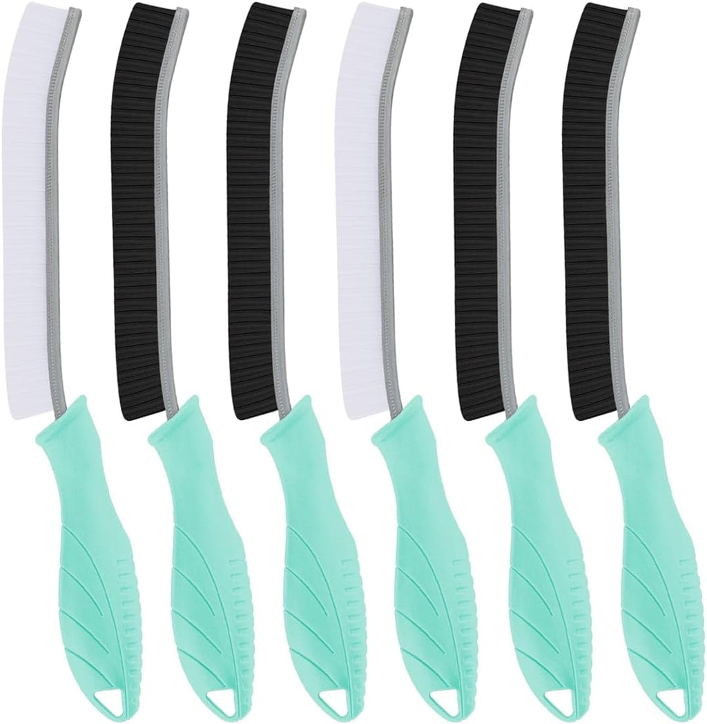 Hard Bristle Crevice Cleaning Brush-Thin Gap Scrub Brush, Small Cleaning Brush, Grout Brush, Kitchen Brush, Cleaning Tools for Toilet, Bathroom, Sink, Home, Household, Window (6, Mint)