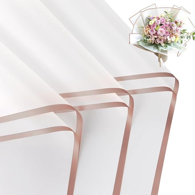 FUHITIM 20 Sheets Flower Wrapping Paper - Waterproof Floral Bouquet Wrapping Paper, Florist Supplies Packaging Paper for Wedding Birthday Gift DIY (Fog Color)