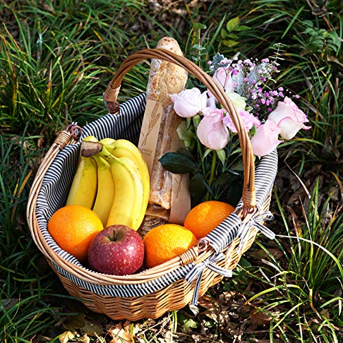Picnic Outdoor Blankets Waterproof Extra Large - Beach Mat Foldable with Carry Strap Camping Woodchip Picnic Basket with Double Folding Handles, Natural Woven Basket, Gift Packing Woven Basket