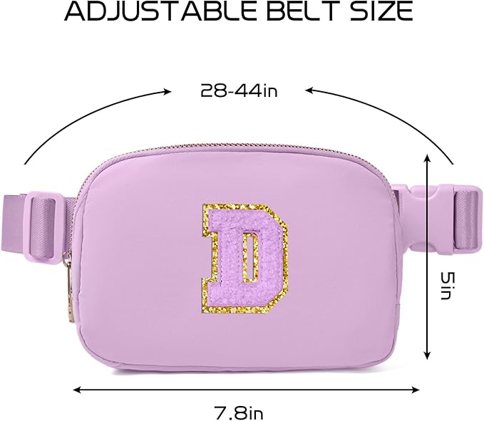 Gitus Gifts for 8 9 10 11 12 Year Old Girls Belt Bag Fanny Pack Crossbody Bags with Initial Letter Patch Cute Stuff Birthday Gifts for Teen Girls Women Personalized Trend Stuff (Lavender-D)