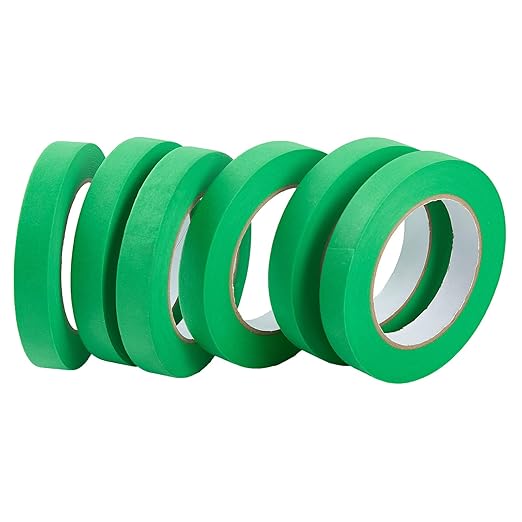 Premium Green Masking Tape,Painters Tape,Green Painters Tape For Automotive,Diy Paper Arts & Crafts, Spraying Drywall Paint, No Residue & Easy To Clean Up,6pcs 0.7inches X 54 Yd Painter's Tape