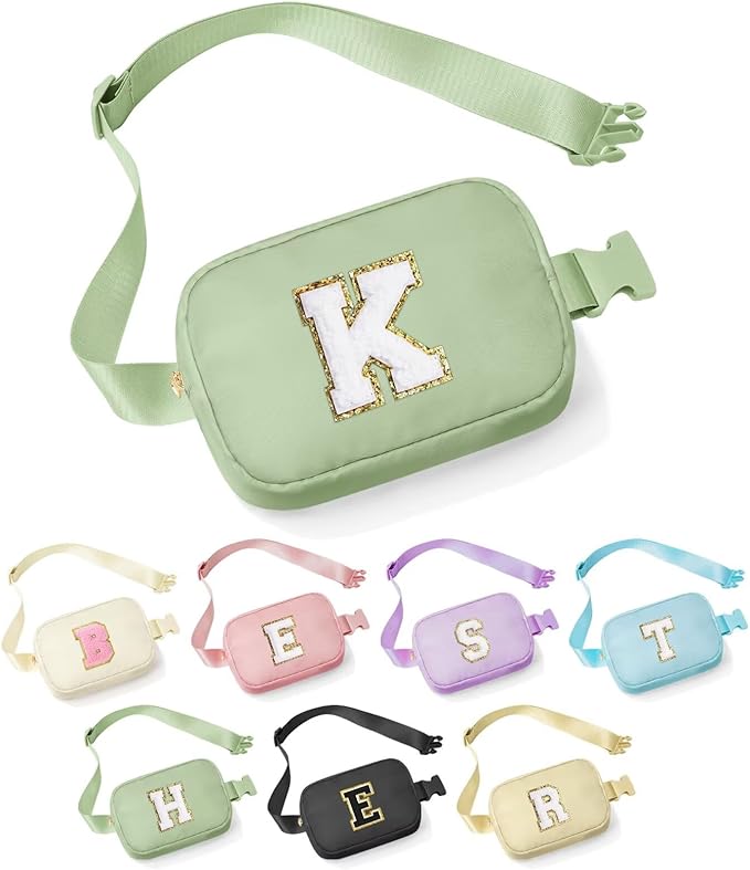 YOOLIFE Initial Belt Bag - Women's Fanny Pack Crossbody Bag in Green