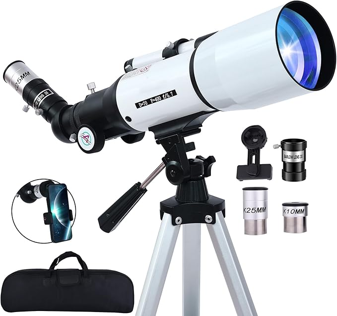 PISEZ 70400 Telescope for Adults & Beginner,70mm Aperture 400mm AZ Mount Astronomical Refracting Telescope for Kids Beginnerswith Carry Bag, Phone Adapter