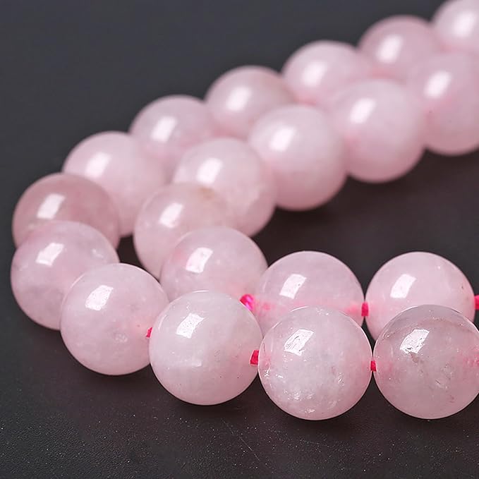90pcs 8MM Natural Rose Quartz Stone Energy Healing Beads Round Loose Beads for Jewelry Making Bracelet Necklaces 2 Strands 32"