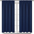 BGment Navy Blue Blackout Curtains 40 Inches Length for Bedroom - Short Thermal Insulated Drapes with Rod Pocket for Kitchen Cafe Bathroom Window Darkening Privacy, 42 x 40 Inch, 2 Panels