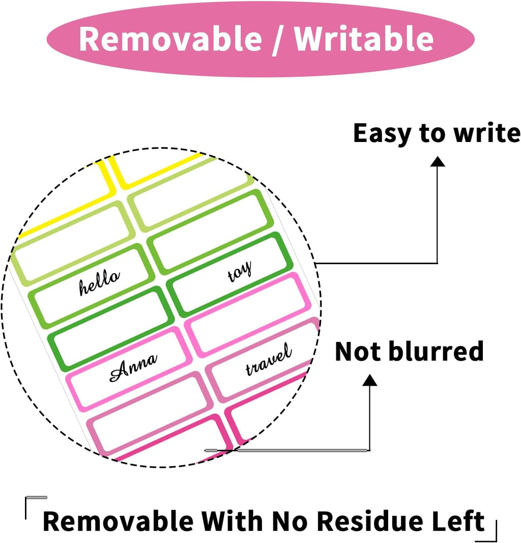 STARLIBOO Removable Labels, Removable Colored Labels Stickers,1x3 Inch Rectangular Stickers, Water/Oil/Tear Resistant for Food Containers/Classroom/Storage (8 Colors, 240 Labels)
