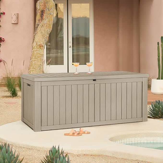 Devoko 150 Gallon Deck Box Resin Outdoor Storage Box Waterproof Storage Container for Patio Furniture Cushions