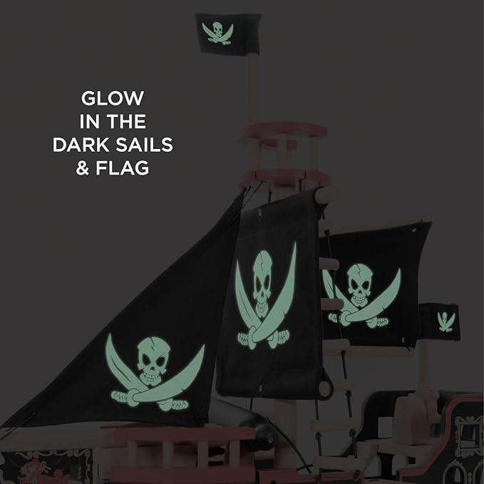 Le Toy Van Barbarossa Pirate Ship Set Premium Wooden Toys for Kids Ages 3 years & Up