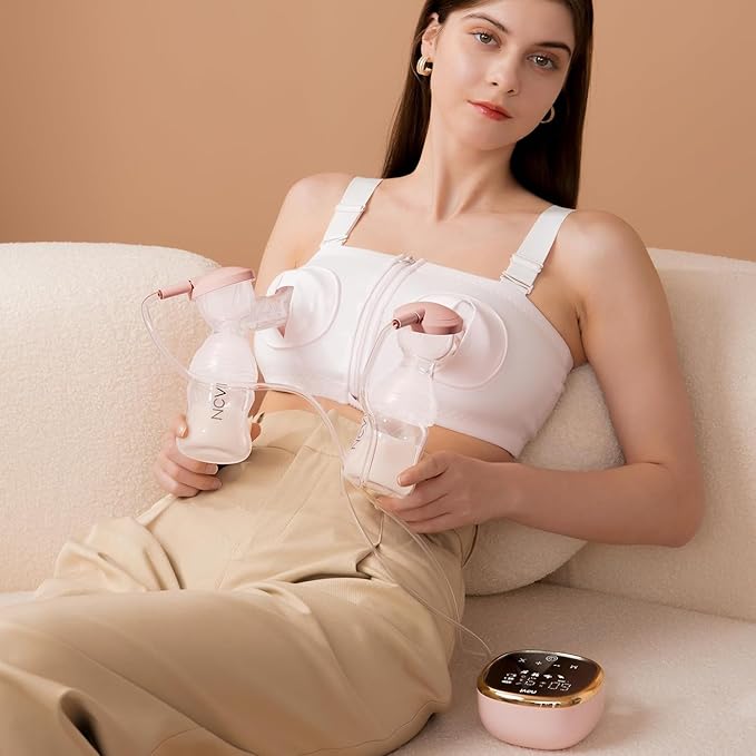 NCVI Electric Breast Pump 8782, Portable Hospital-Grade Double Pump with 4 Modes & 9 Levels, Anti-Backflow, Rechargeable Quiet Breastfeeding Pump for Efficient Comfortable Use at Home, Work or Travel