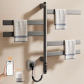 ENZE Smart Rotating Heated Towel Rack for Bathroom, Wall-Mounted Electric Towel Dryer with Swivel Bars, Smart Timer, Low Carbon Steel, IPX5, Plug-in/Hardwired, Towel Warmer with Wi-Fi App Control