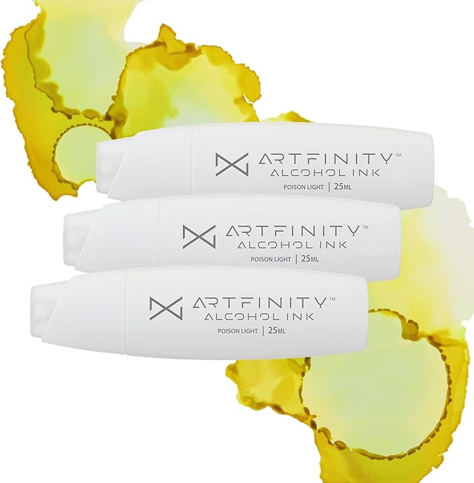 Artfinity Alcohol Inks 3 Pack - Vibrant, Professional, Dye-Based Alcohol Inks for Artfinity Alcohol Markers, Artists, Drawing, & More! - Poison Light YG3-3