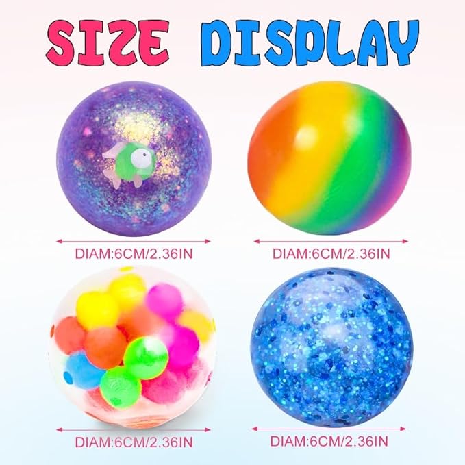 Stress Balls Set, Squishy Stress Ball, 4 Pack Squeeze Ball for Adults, Squeeze Ball for Adults Stress Relieve, Stress Relieve, Increase Entertainment