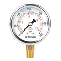 2-1/2" Dial Size, 0-300 Psi Pressure Gauge, Glycerin Liquid Filled, 1/4" NPT Lower Mount, Stainless Steel Case, for Regulator, Air Compressor, Water System, HVAC, Hydraulic, Pressure Test