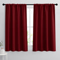 RYB HOME Curtains for Bedroom 72 inches Long, Blackout Thermal Insulating Window Treatment Drapes for Living Room Bathroom Basement Laundry Classroom, W 34 x L 72, Burgundy Red, 2 Panels