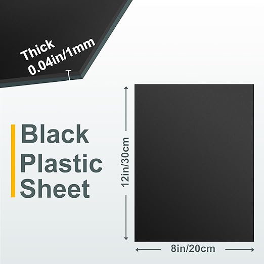 6 Pack Black Plastic Sheet 8x12x0.04 in Flexible High Tensile Plastic Sheets Black Plastic Panel for DIY Materials Handicrafts Home Decoration