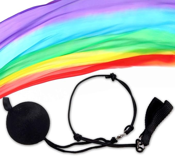 KIKIGOAL 2pcs 2.5x0.9M/98.43"x35.43" Multi-Color Dance Silk Veil Poi