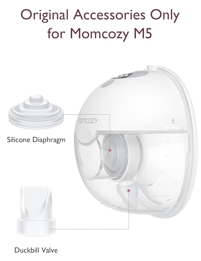 Momcozy Duckbill Valves & Silicone Diaphragm Compatible with Momcozy M5. Original Momcozy M5 Breast Pump Replacement Accessories, 1 Pack